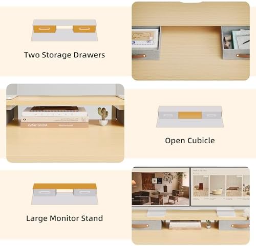 Seang Electric Standing Desk with 2 Drawers, 48 Inch, Natural
