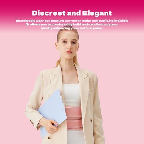 Back Brace Posture Corrector for Women & Men, Breathable, Pink, M