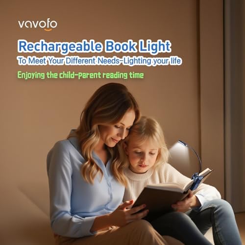 VAVOFO Rechargeable Reading Light, Clip on Book Light for Reading in Bed