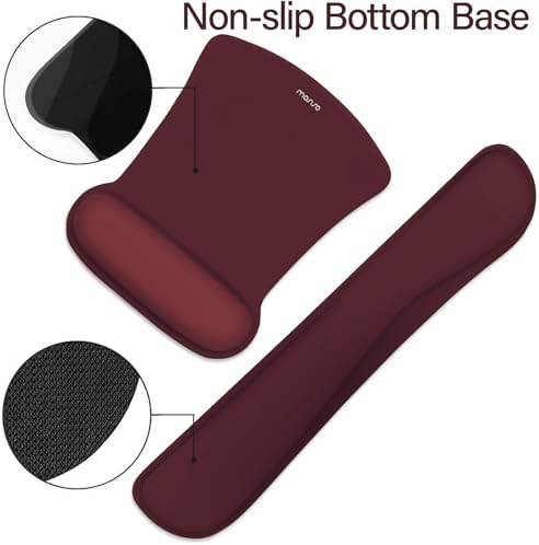 MOSISO Wrist Rest Support for Mouse Pad&Keyboard Set, Wine Red
