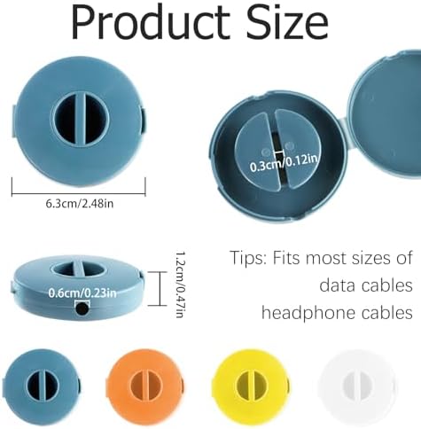 SITAKE 4PCS Cable Management, Retractable Portable Cord Organizer, 4 Colors Flexible Cable Organizer for Home Office Classroom (Round)