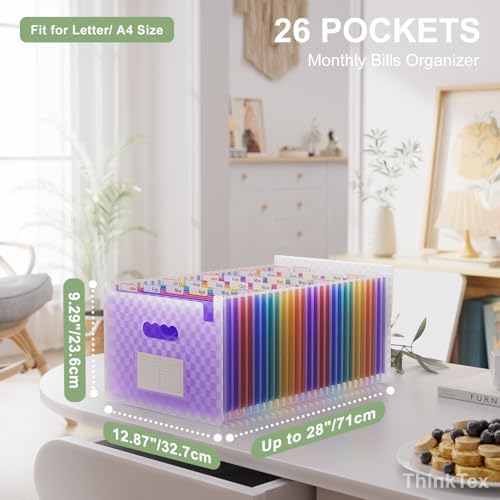 ThinkTex 26 Pockets Expanding File Folders, Accordion File Organizer