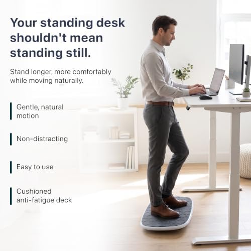 BASE Desk Standing Board - Office Wobble Board for Standing Desk w/ Anti-Fatigue Mat for Improved Posture & Focus Gentle Balance Board Standing Desk