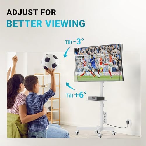 BONTEC Rolling TV Stand with Pegboard Storage for 32–65 Inch TVs, White
