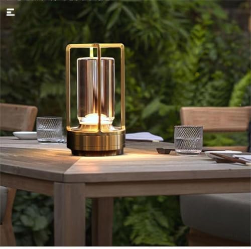 Portable Metal Table Lamp for Indoor/Outdoor，Rechargeable Cordless 3 Colors
