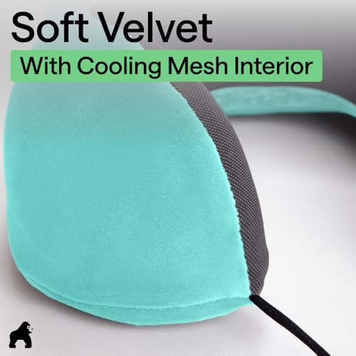 GORILLA GRIP Travel Neck Pillow for Airplanes, Travel Essentials, Turquoise