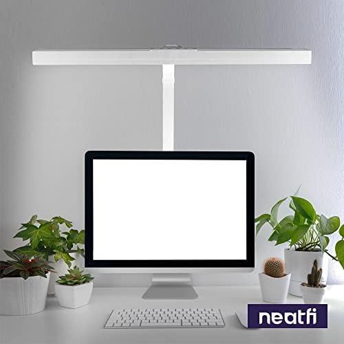 Neatfi 3000 Lumens LED Desk Lamp with Clamp | Dimmable Lamp | 5 Brightness Levels & 5 Light Modes | Memory Function | Adjustable Desk Light for Home Office, Study, Crafting & Work (28 Inches, White)