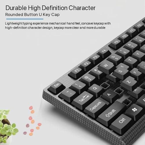 Guiheng Wired Computer Keyboard, Plug Play USB, Large Number Pad, LED Indicators，Ergonomic, Foldable Stands,Anti-Wear Letters Full Size Keyboard,for Windows Mac PC Laptop-Black