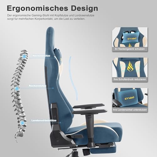 Symino Ergonomic Gaming Chair with 155° Recline & Footrest
