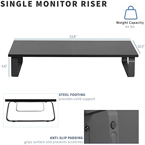 VIVO Monitor and Laptop Stand, 24 inch Desktop Riser, Black, STAND-V000D