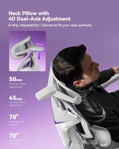 AutoFull G7 Gaming Chair - 3-Zone Lumbar, 22-Point Adjustment, Breathable Mesh, Custom Backplate, 720° Armrests, BIFMA Certified Ergonomic, 140° Recline, IGR Certified, Niko Endorsed - White