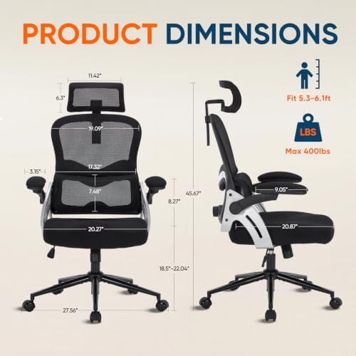 Ergonomic Office Chair 400 lbs Mesh Desk Chair with Headrest
