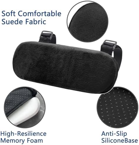 Office Chair Armrest Covers – Memory Foam Armrest Pads Ergonomic Forearm Support Pillow with Non-Slip Cushion for Office Chairs Gaming Chairs Wheelchairs (Black, Set of 2)