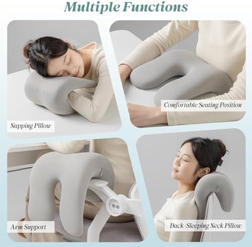 SheRest Office Chair Neck Pillow, Memory Foam Ergonomic Nap Pillow Office Chair Headrest Accessory, Neck Support Pillow Ideal for Office and Gaming, Gray