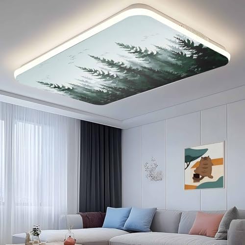 Pine Tree Forest Magnetic Fluorescent Light Covers for Ceiling Lights 2 x 4 Feet, Green Landscape Nature Decor Office Classroom Kitchen Drop Ceiling Light Covers Lighting Filters Shade Panel 1 Pack