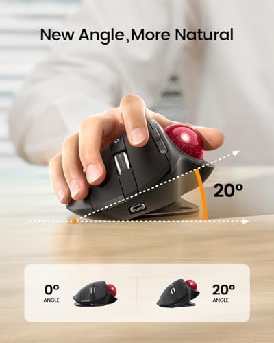 ProtoArc EM01 NL Wireless Trackball Mouse, Rechargeable Thumb Control, Red