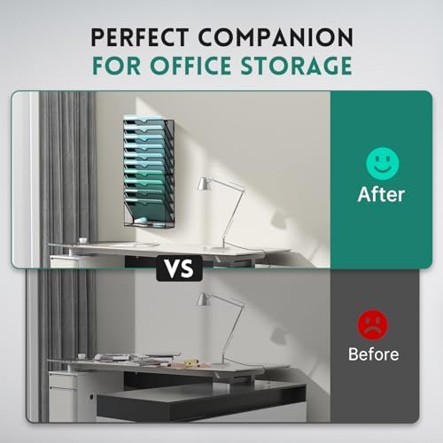 11-Tier Wall File Organizer, Hanging File Holder, Wall Mounted Mail Sorter