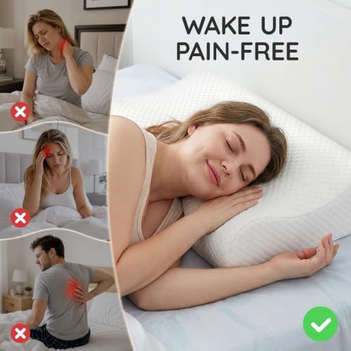 AM AEROMAX 26" Queen Contour Memory Foam Pillow for Neck Pain Relief