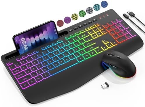 SABLUTE Wireless Keyboard and Mouse Combo - 9 Backlit Effects, 2.4GHz