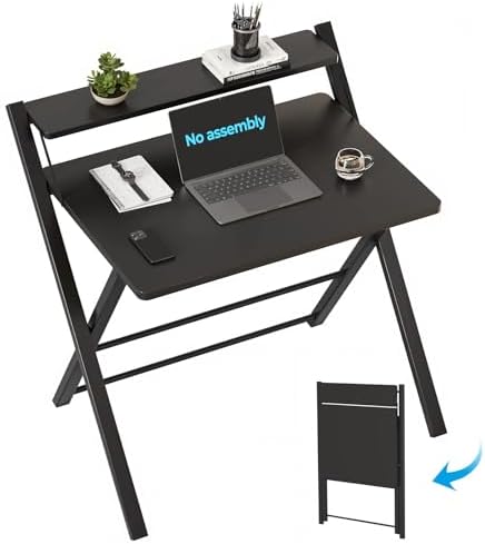 GreenForest Folding Desk No Assembly, Sturdy Computer Desk for Small Spaces