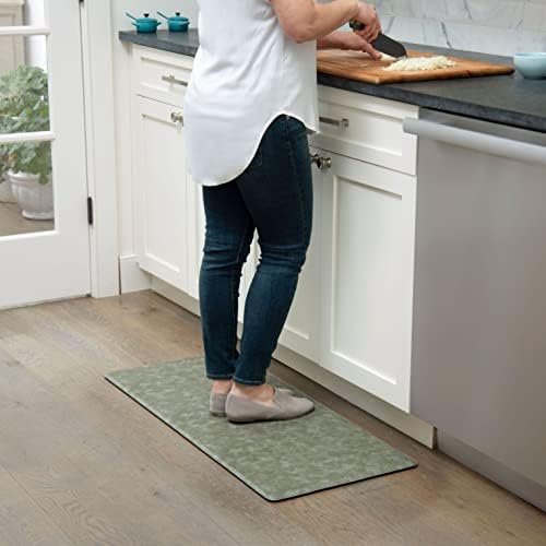 Home Dynamix Trenton Solace Traditional Diamond Textured Kitchen Mat, Sage, 17"x32" (Pack of 2)