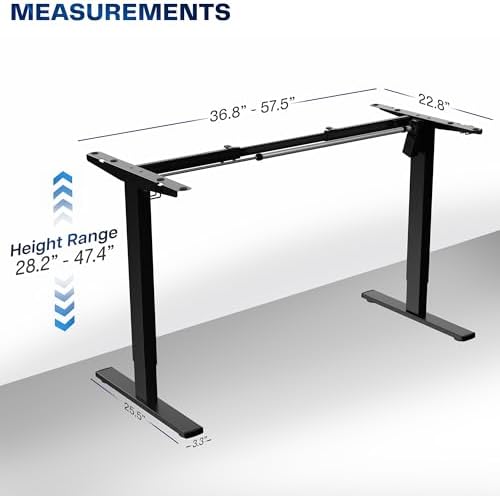 VIVO Black Brushless Motor Electric Standing Desk Frame, DESK-V100EBY