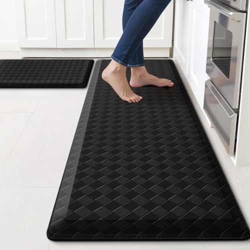 TranquilRelax 4/5 Inch Cushioned Anti Fatigue Kitchen Mats for Floor, Black