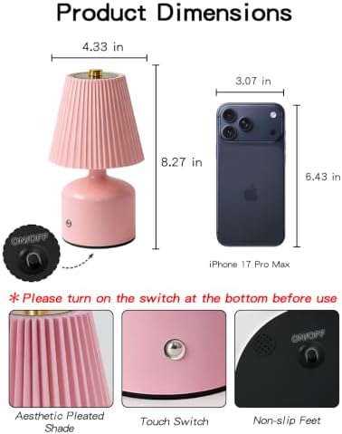 Table Lamp for Bedroom, Small Bedside Lamp Warm Light Touch Nightstand Lamp