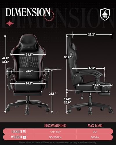 GTPLAYER ACE-PRO Music Gaming Chairs – Built-in Speakers, App Support & Bluetooth Control, Computer Game Chairs with Footrest for Adults, Ergonomic, Reclining, Linkage Armrest, BK‑RD Stitch