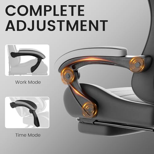 Ergonomic Gaming & Office Chair, Footrest, Racing Design Black/Grey