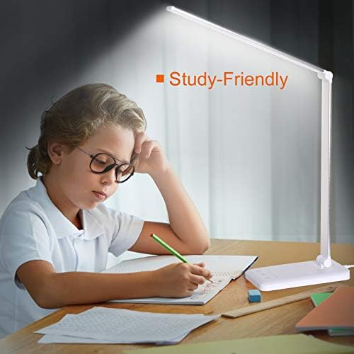 LED Desk Lamp, Eye-Caring Stepless Dimmable Office Table Lamp with USB Charging 4000mAh Battery, Foldable,Touch, 30/60minsTimer,5 Lighting Modes with 5 Brightness Levels