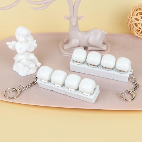 2 PCS Cute Keyboard Fidget Toy, Bread Shape Keyboard Fidget Keychain 4-in-1 Keyboard Decompression Button Finger Clicker Toys, Portable Tactile Button Sensory Fidget Toys Stress Relief Gifts (W-Bread