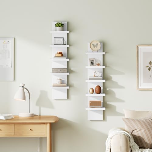 HOOBRO 5 Tier Wall Shelf Unit for Storage, 2 Pack Floating Shelves for Wall