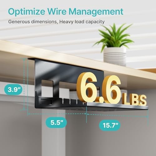 PEGZONE Under Desk Cable Management Tray, 15.7'' Screw-Mount Steel Rack