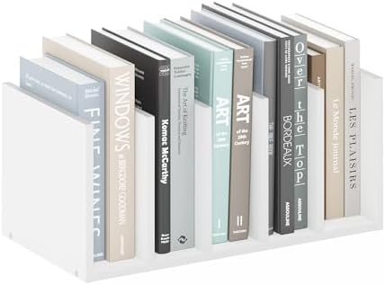 Furinno HERMITE Desk File Folder Organizers, 5-Space Vertical Desktop Office Organization Racks, Desk Top Display Book Shelf, for Paper, Office Supplies, Magazine, White