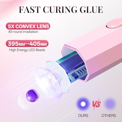 krofaue Mini Handheld UV Nail Light with Stand, Portable Flash Cure