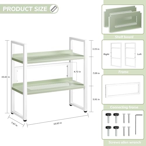 Brakki Desk Shelf Organizer, 2-Tier Desktop Bookshelf, Small Office Shelf