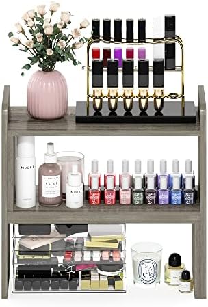 Furinno Classic Geometric Desk Organizers and Accessories, Grey Oak