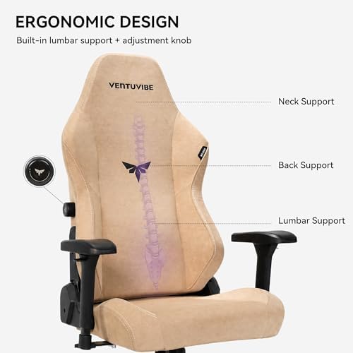 Gaming Chair - High Back Ergonomic Computer Chair with Lumbar Support, Video Game Chair-4D Adjustable Armrests,170° Reclining & 320lb Capacity,Fabric,Desert Yellow