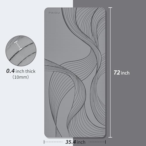 PAIDU Large Yoga Mat 72"x36"x10mm Non-Slip Exercise Mat for Home Gym Studio