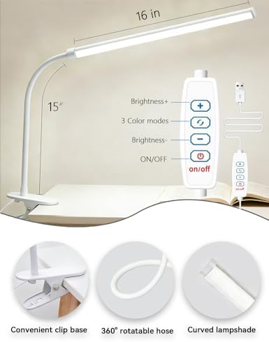 2 Pack LED Clip On Reading Light,Desk Lamp with Clamp,Curved Monitor Light Bar,Bedside Table Lamp for Home Office Bedroom Dorm Study Workbench Task Lighting,Eye Caring Computer Screen Lamp