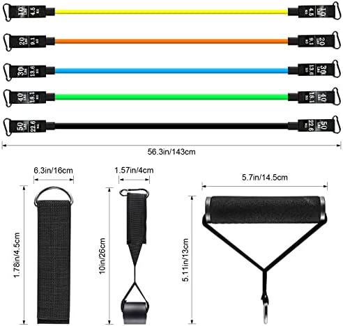 Resistance Bands Set, Himaly Exercise Bands Strength Training Fitness Bands Workout Elastic Bands with Legs Ankle Straps, Door Anchor, Handles & Carry Bag for Home Outdoor Workouts