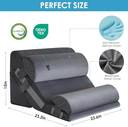 MEGCXIT Wedge Pillow Set for After Surgery, Bed Wedge, 4PCS, Grey