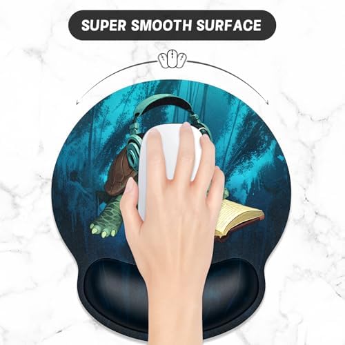 ITNRSIIET Ergonomic Mouse Pad with Wrist Support Wrist Rest Smooth Surface Non-Slip Rubber Base Comfortable Office Supplies Pain Relief, 9.8 x 9.1 inches, Pretty Turtles
