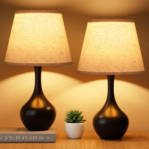 16.1" Touch Table Lamp for Nightstand, Dimmable Small Bedroom Lamp Set of 2