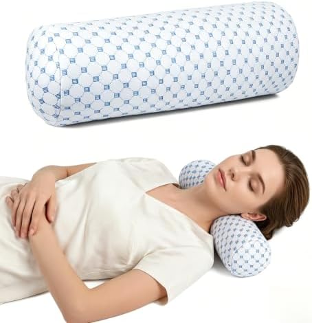 Bogey's Antidote Neck Roll Pillow for Pain Relief Sleeping, Cervical Memory Foam Cylinder Pillow,Travel Bolster Pillow for Bed for Side Sleepers Back Sleeper,15.7 * 6 * 6 inch (Cool Blue)