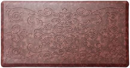 J&V TEXTILES Medallion Embossed Kitchen Mat Cushioned Anti Fatigue Floor Mat, Thick Non Slip Waterproof Kitchen Rugs and Mats,Heavy Duty Foam Standing Mat for Kitchen (Burgundy, 17" X 28")