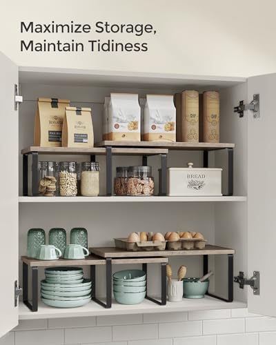 SONGMICS Cabinet Organizer Shelf, Set of 2 Spice Rack, Kitchen Storage