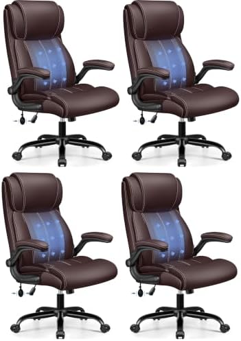 BESTFAIR Ergonomic High Back Office Chair, Adjustable Lumbar, Coffee 4 Pack