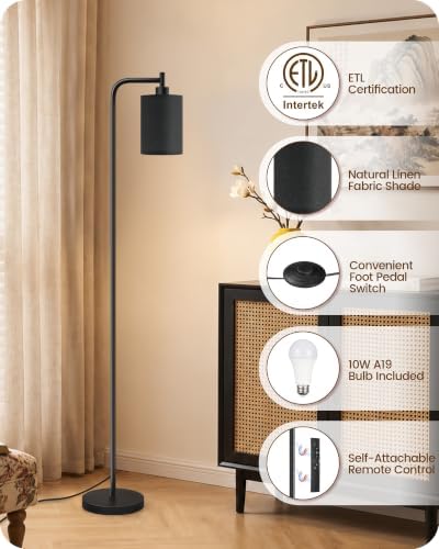 Dimmable Floor Lamp for Living Room with Remote & 10W Bulb